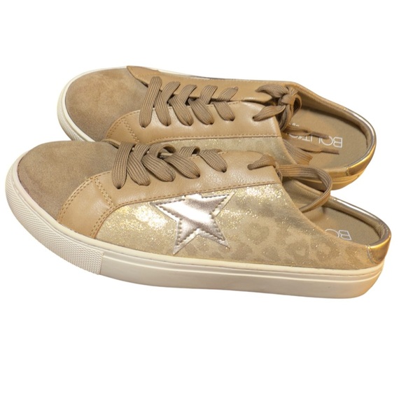 Corkys Spiked Gold Leopard Shiny Metallic Star Slip On Casual Cool Shoes - Picture 4 of 11